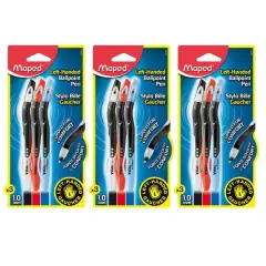 Maped&reg; Visio Left-Handed Ball Point Pen, 3 Packs of 3
