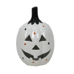 7.25" White Jack-o'-Lantern LED Ceramic Tabletop D&eacute;cor by Ashland&reg;