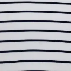 Fabric Merchants Navy & White Stripes Double Brushed 4-Way Stretch Fabric