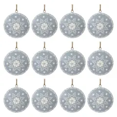 4.5" Metal Snowflake Disc Ornaments, 12ct.