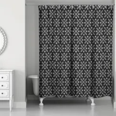 Starry Leaves Shower Curtain Black