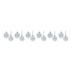 3" Ribbed Blue & White Glass Ball Ornament Set