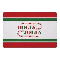 Holly Jolly Candycane Green Red 27x18 Floor Mat