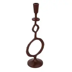 Hello Honey&reg; 15" Brown Decorative Cast Metal Taper Candle Holder