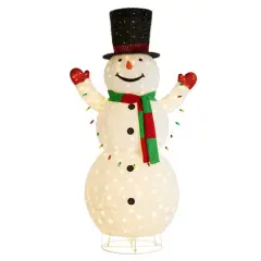 Glitzhome&reg; 94.5"H Lighted Christmas 3D Foldable Fabric Snowman Outdoor Decor