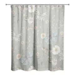 Butterflies Shower Curtain Green