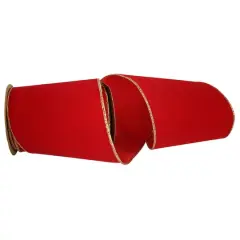 The Ribbon Roll 6" x 10yd. Velvet Wired Ribbon Red/Gold