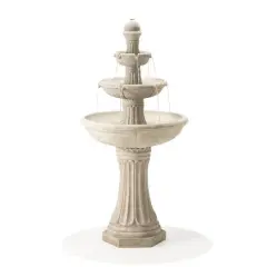 Glitzhome&reg; 45" 3-Tier Ceramic Outdoor Fountain Sand Beige Terrazzo