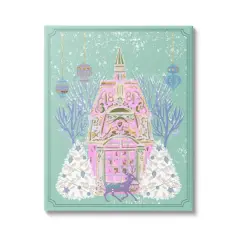 Stupell Industries Pastel Holiday Snowy Architecture Canvas Wall Art