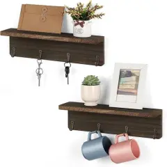 NEX&trade; 16" Rustic Brown Coat Rack with Hooks