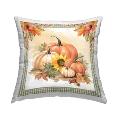 Stupell Industries Autumn Pumpkins Floral Border Outdoor Printed Pillow