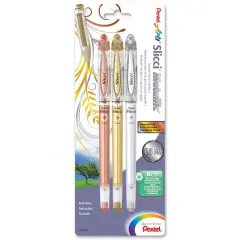 Pentel&reg; Slicci&reg; 0.8mm Needle Tip Metallic Gel Pen 3 Set