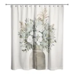 Modern Transitional Flowers 71" x 74" Shower Curtain