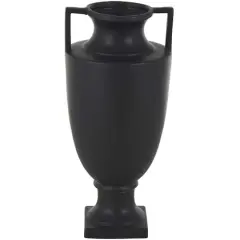 22" Black Ceramic Sleek Amphora Vase