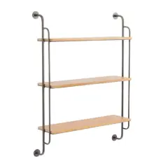 Brown Iron Industrial Wall Shelf, 33" x 25" x 7"