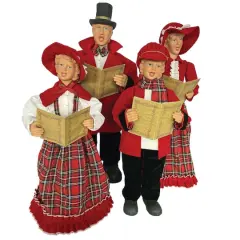 Santa's Workshop Red Plaid Carolers Set