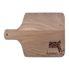 17" Floral Home State Walnut Paddle Cutting Board Massachusetts