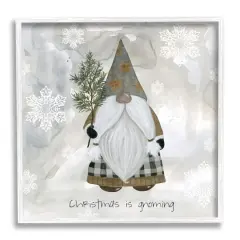Stupell Industries Christmas Is Gnoming Holiday Pattern Framed Giclee Art White