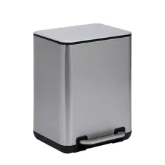 SunnyPoint 1.5gal. Satin Nickel Trash Can with Plastic Inner Bucket