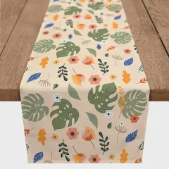 Floral Summer Palms 16" x 90" Cotton Twill Runner