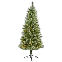 6ft. Pre-Lit Wisconsin Slim Snow Tip Pine Artificial Christmas Tree with Clear LED Lights