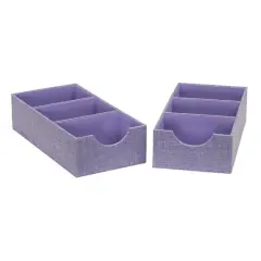 Household Essentials 3-Compartment Drawer Organizers, 2ct. Purple
