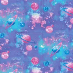Fabric Traditions Pastel Planets Glitter Cotton Fabric
