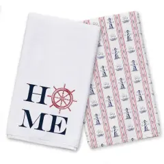 Home Captain Wheel & Lighthouse Tea Towel Set