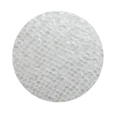 Hello Honey&reg; 15.75" Wood & White Capiz-Embellished Round Lazy Susan