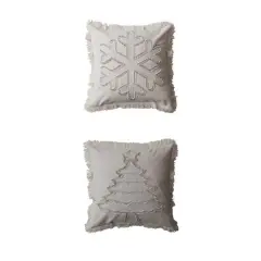Hello Honey&reg; White Christmas Tree & Snowflake Woven Cotton Linen Pillow Set