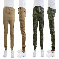 Galaxy by Harvic Slim Fit Cotton Stretch Twill Men's Cargo Joggers 2 Pack Camouflage/Timber