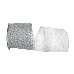 Reliant 4" x 10yd. Glitter Web Mesh Wired Metallic Ribbon Silver