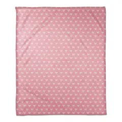 Pink & White Bow Pattern Coral Fleece Blanket