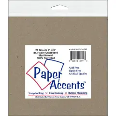 PA Paper&trade; Accents Natural 6" x 6" 85pt. Chipboard, 25 Sheets