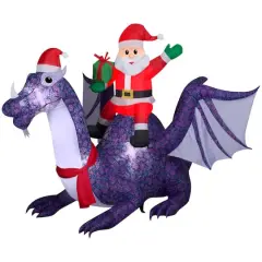 Airblown&reg; 8ft. Christmas Animated Inflatable Santa Riding Dragon