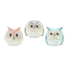 Terracotta Owl Figurine Set, 3ct.