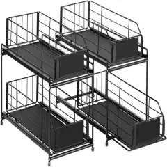 NEX&trade; 14" 2-Tier Under Sink Rack Organizer with Sliding Drawers, 2ct. Black