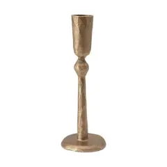 Hello Honey&reg; 7" Antique Brass Hand-Forged Metal Taper Candle Holder