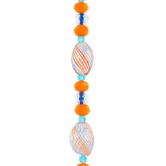 Orange Lampwork Glass Stripe Oval Beads by Bead Landing&trade;