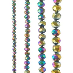 Black Aurora Borealis Faceted Glass Rondelle Bead Strings by Bead Landing&trade;