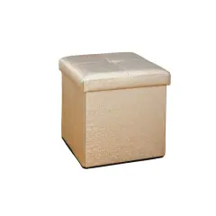 Simplify Metallic Faux Leather Folding Storage Ottoman Cube Bronze