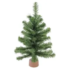 18" Unlit Mini Canadian Pine Medium Artificial Christmas Tree with Faux Wood Base