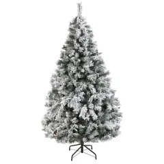 6ft. Unlit Flocked White River Mountain Pine & Pinecones Artificial Christmas Tree