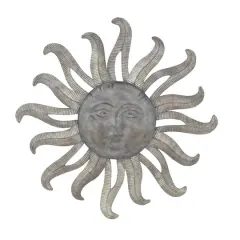 36" Gray Metal Sun Outdoor Wall Accent