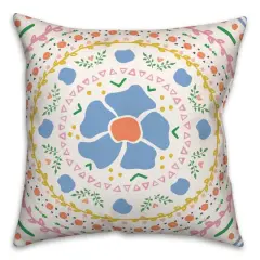 18" Floral Ring Mandala Spun Poly Pillow