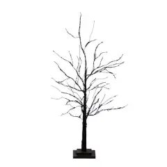 3ft. Pre-Lit Halloween Black Twig Artificial Tree with 80 Orange & Purple LED Lights