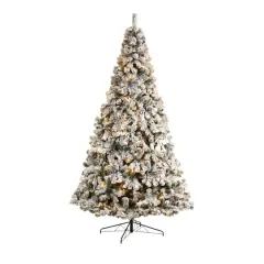 10ft. Pre-Lit Flocked West Virginia Fir Artificial Christmas Tree, Clear LED Lights