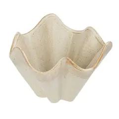 Hello Honey&reg; 7.5" Cream Reactive Glaze Round Stoneware Ruffled Bowl