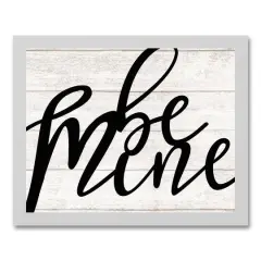Be Mine Script White Framed Canvas