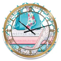 Designart 'Pink Fashion High Heels Iv Glam Wall Clock